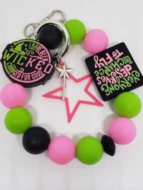Handmade Silicone Focal Bead Wicked Wristlet Keychain